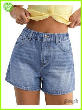 High Waisted Wide Leg Denim Shorts 4" Inseam Mom Jean Shorts